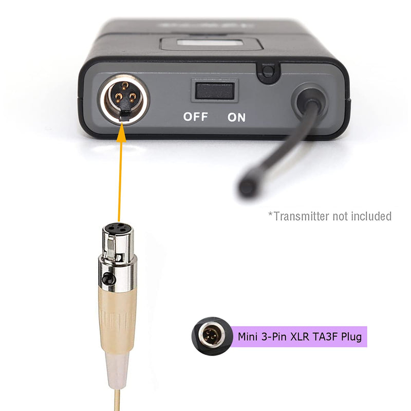 [AUSTRALIA] - Microphone Headset Double Over Ear Earset Headworn Mic Condenser Omnidirectional Compatible with AKG Wireless System Bodypack Transmitter Mini XLR TA3F Plug 