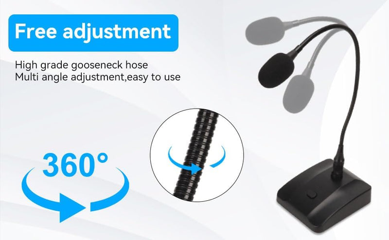 [AUSTRALIA] - Gooseneck Condenser Microphone, 6.35mm Wired Microphone with Mute Button Desktop Microphone Computer Mic Podium Microphones Desktop Paging Mic Corded Voice Mic for Meetings Lectures Recording 