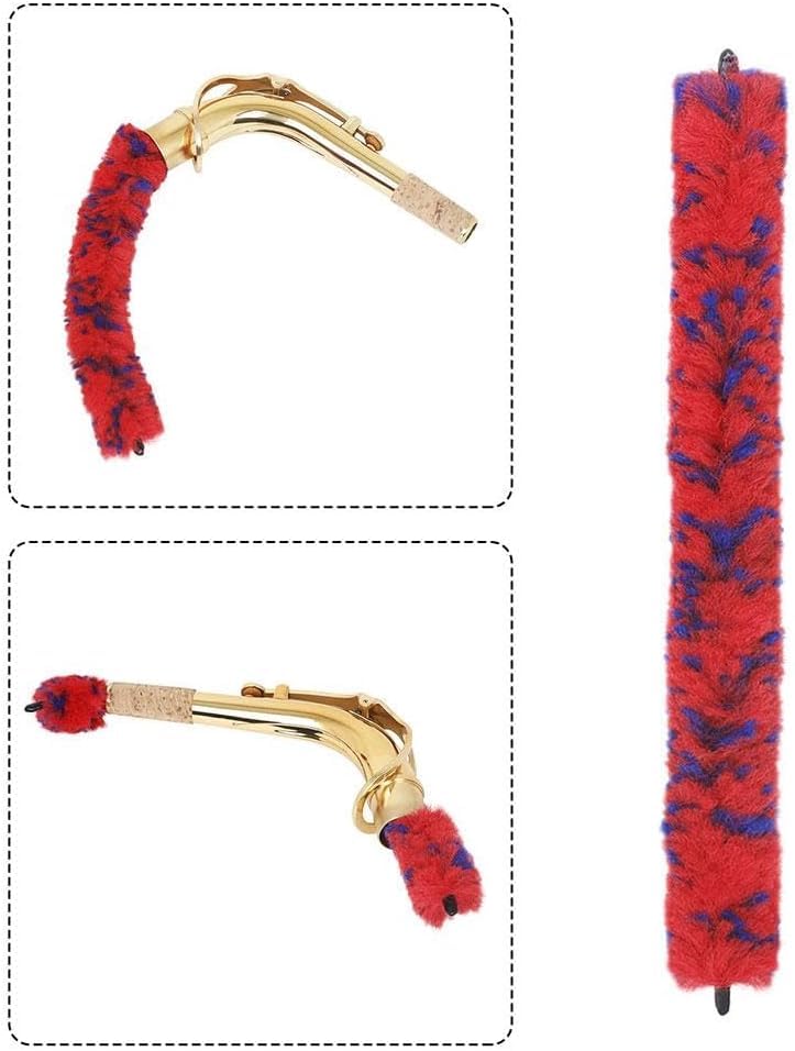 [AUSTRALIA] - Red Saxophones Bend Neck Cleaning Brush Soft Clarinet Cleaner Microfiber Care Tool Woodwinds Neck Saver Clean Brushes for Tenor Bass Saxophones Saxophone Cleaning and Care 