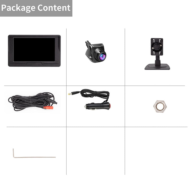 Car Backup Camera Monitor System Rear View Reverse Camera | Night Vision with DIY Guide Lines, Waterproof Reversing Cam for Cars Truck Off-Road SUV Van Jeep UTV 4.3 Inch Wired