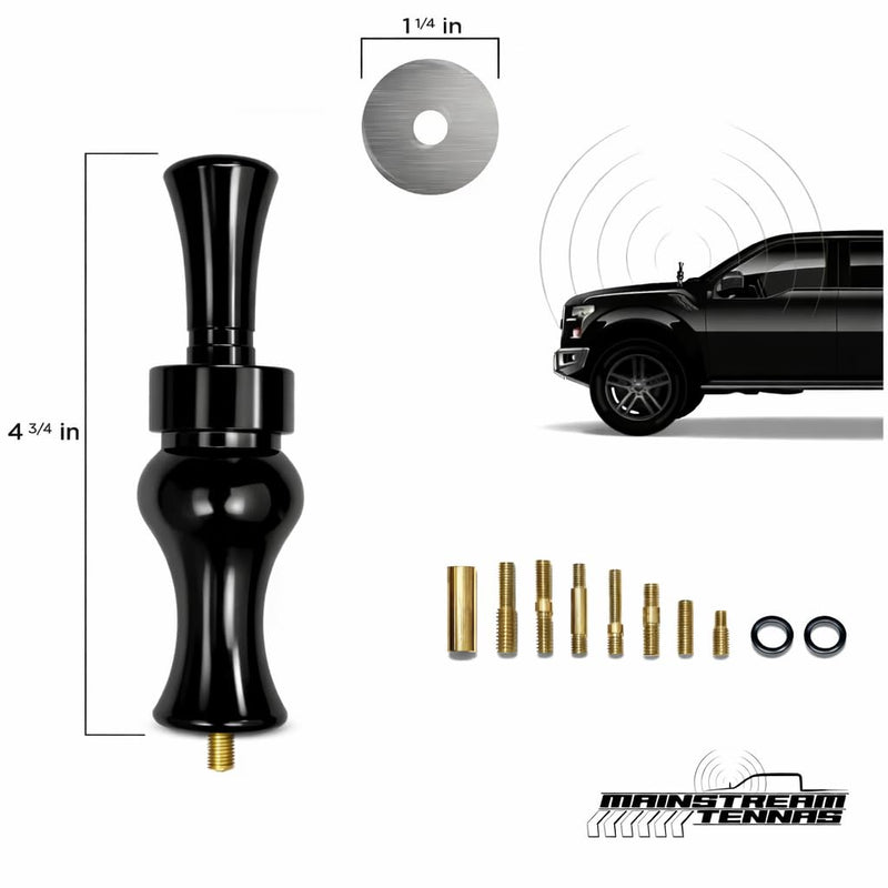 Duck Call Truck Antenna, Short 5.5 Inch Heavy Duty Anodized Aluminum Radio Antenna, Universal Kit Fits Most Trucks Including F150, F250, Maintains Reception, Unique Truck Accessories and Gifts (Black) Duck (Black)