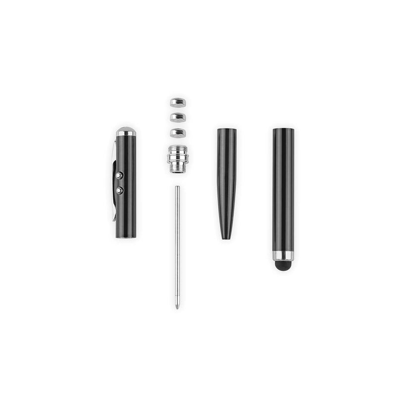 Metal multi-function pen, touch screen stylus, flashlight with white light, infrared, creative Christmas and birthday gifts (2 Black) 2 black