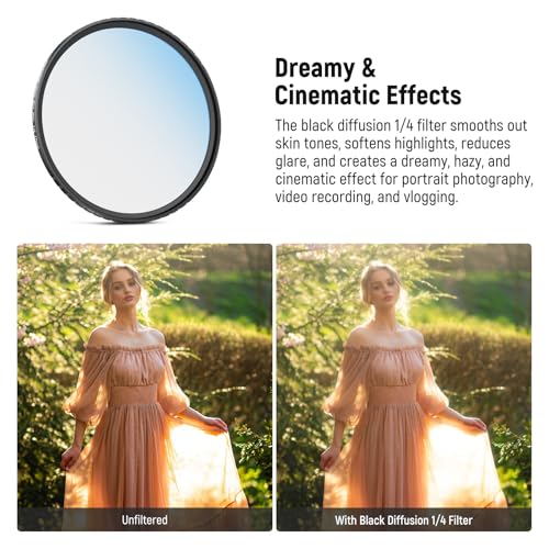 NEEWER 77mm Variable ND (2-32) + CPL + 1/4 Black Diffusion Filter for Mist Cinematic Effect (3 Pack), Camera Lens Filter Photography Accessories with AR/AF Coatings, Case & Cleaning Cloth