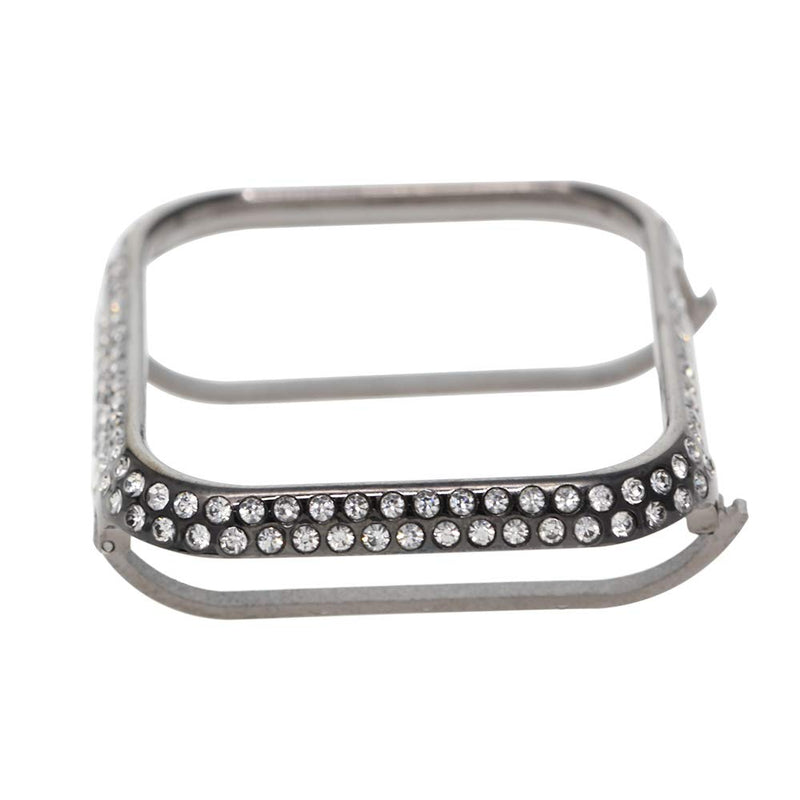 Compatible with Apple Watch Series 6 5 4 SE 3 2 1 Bling Cover Sparkling Rhinestone Diamond Jewelry Case Bezel 40mm 44mm for Men Women (Black Platinum, 44mm)