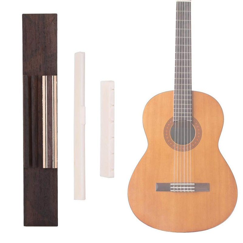 [AUSTRALIA] - Guitar Bridge Kit, Wooden Classical Bridge Bone Guitars Nut Saddle Replacement 