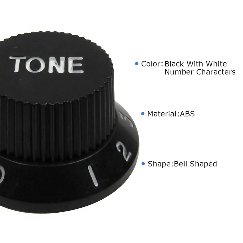 FLEOR Speed Control Knobs 1 Volume 2 Tone Guitar Knob Set Fit Fender Strat Style Electric Guitar Parts, Black