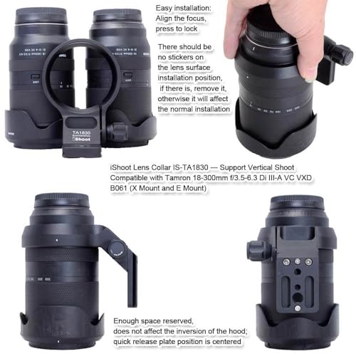 Lens Collar Tripod Mount Ring Compatible with Tamron 18-300mm f/3.5-6.3 Di III-A VC VXD B061 (X/E Mount), Lens Support Bracket Holder Bottom is Arca-Swiss Fit Quick Release Plate