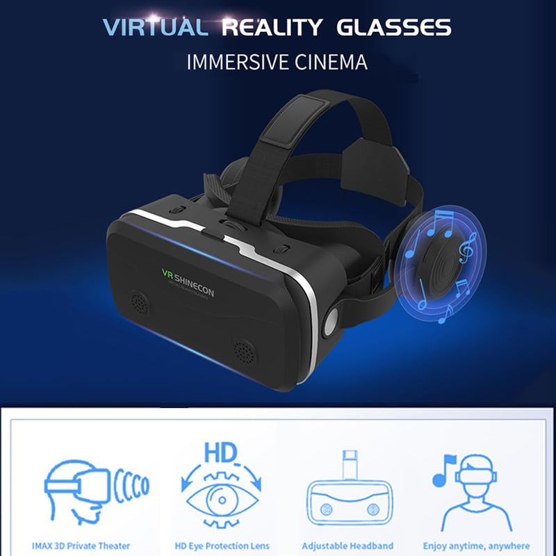 Virtual Reality Headset for iPhone & Android Phones, VR Headset with Remote Controller, HD 3D VR Glasses for TV, Movies & Video Games, VR Headset for Kids, Adults, Compatible 4.7-7 inch Virtual Reality with Remote