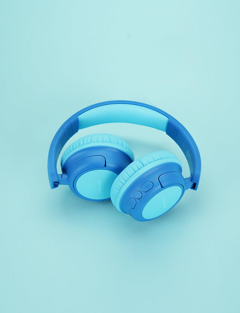 iClever BTH22 Kids Bluetooth Headphones, 60H Play Time, 74/85 dBA Safe Volume, Bluetooth 5.4, USB C, Over Ear Kids Headphones Wireless with Mic AUX Cord for iPad/Tablet/Travel/School, Blue