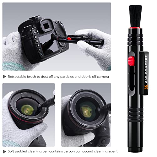 K&F Concept 10 Pack Lens Cleaning Cloth，Lens Cleaning Pen with Soft Brush, Double-Sided Carbon Head for Camera Lens, Optical Lens, Glasses