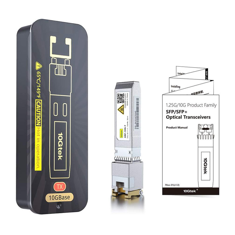 10Gtek SFP+ to RJ-45 10GBase-T Copper Ethernet Transceiver, RJ-45 SFP+ CAT.6a Module, up to 30-Meter, for Dell Force10 GP-10GSFP-T, Dell EMC SFP-10G-T 4) 10G-T: 30m x1
