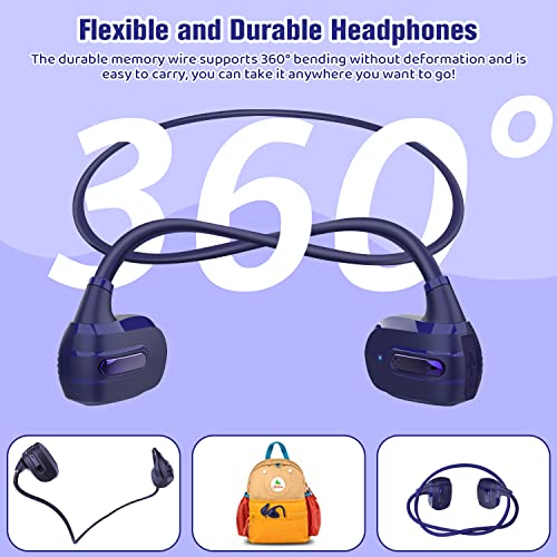 BANIGIPA Kids Headphones, Open Ear Headphones Comfortable for Teens Child Boys Girls, Wireless Bluetooth 5.3 Headset w/Mic for School/Tablet/Travel, 13g Ultra-Light, Protect Hearing, 10H Playtime Pink