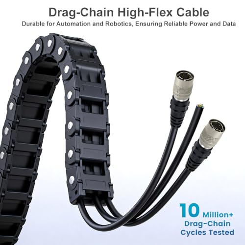 Alvin's Cables HR10A-7P-6S Hirose 6 Pin Female to Open End Power I/O Cable for Sony CCD, Basler, Keyence, Cognex, Baumer, Hikvision Industrial Camera, High Flex Shielded 49.2ft/15m Straight 6 Pin