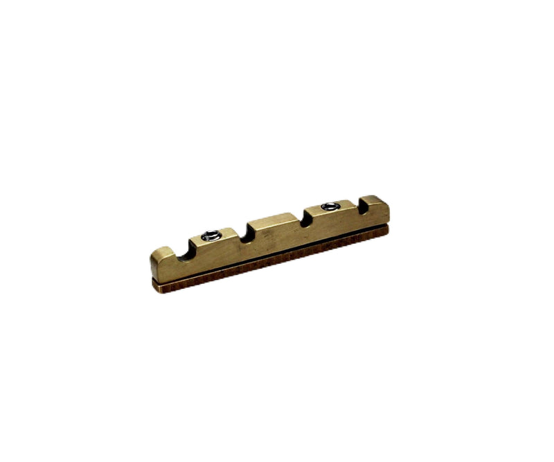 Guyker 4 String Bass Guitar Nut, Adjustable Height Bell Brass Nut Length 38mm Split Regulation Replacement Parts for Jazz Bass, Nut-4BX