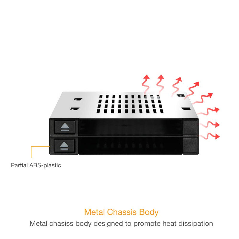 ICY DOCK Dual 2 Bay 2.5” SSD & HDD Dock Tool-Less Hot-Swap SATA / SAS Mobile Rack Enclosure for 3.5” Bay - flexiDOCK MB522SP-B