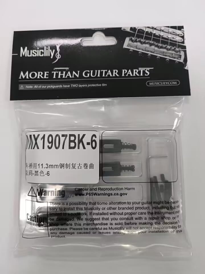 [AUSTRALIA] - Musiclily Pro 11.3mm Steel Vintage Style Guitar Tremolo Bridge Saddles for Fender Strat Stratocaster Electric Guitar, Black (Set of 6) 