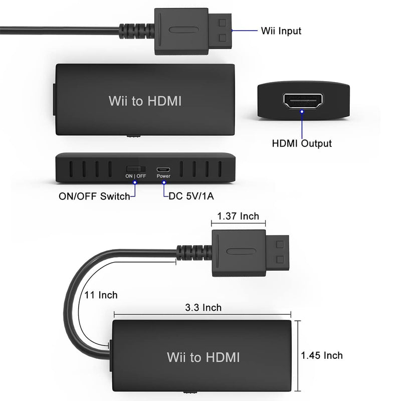 [AUSTRALIA] - Wii to HDMI Adapter - Convert 1080P/720P Ypbpr Signals to Digital HDMI for Nintendo Wii and U Wii adapter with cable 