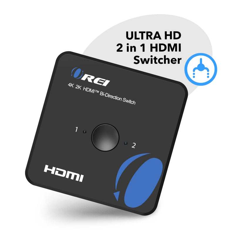 OREI HDMI Switch 4K HDMI Splitter - 2x1 Bi Directional - 4:4:4 8-bit - HDMI 2.0, HDCP 2.2, 18 Gbps, 4K @ 60Hz HDMI UltaHD High Resolution Switch Between 2 Inputs or Toggle Displays (UHDS-212) 2x1 Bi-Directional Splitter