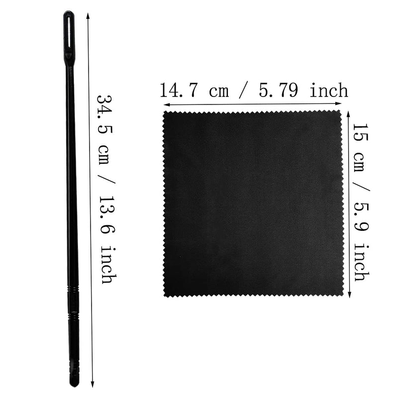 2 Sets Flute Cleaning Rod and Cloth, Flute Cleaning Kit, Flute Cleaning Rod and Flute Cleaning Cloth, Cleaning Swabs Flute Cleaning Cloth, Flute Cleaning Rod, Flute Cleaning Cloth (Black) 2 Sets Flute Cleaning Rod and Cloth