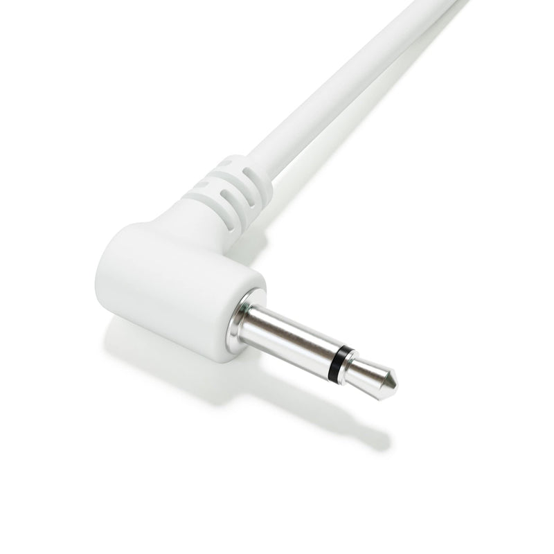 5-Pack - Right Angle Mono Modular Patch Cables - 3.5mm 1/8" Eurorack Synthesizer [White | 150 cm - 59.06"] 150 cm - 59.06" White