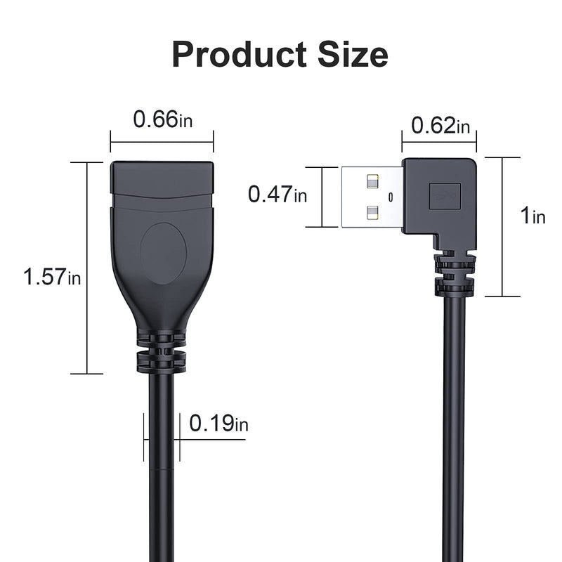 SuperSpeed USB 3.0 Male to Female Extension Data Cable Left and Right Angle 2PCS by Oxsubor(20CM,8IN)