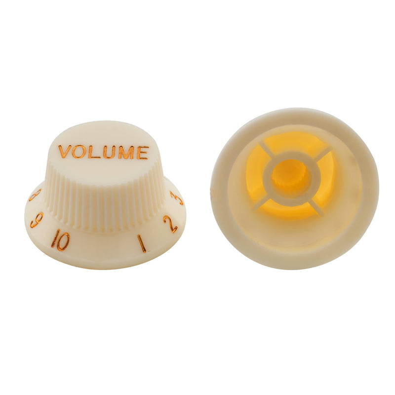 Musiclily Pro Imperial Inch Size Strat Knobs 1 Volume 2 Tone Set for USA Fender Stratocaster Electric Guitar, Aged White(Set of 3)