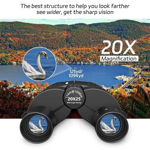 20X25 Small Binoculars for Adults and Kids, Large Eyepiece Binoculars for Bird Watching Easy Focus, Pocket High Powered Opera Glasses for Concert, Cruise Ship, Travel Must Have Binocular2025-Black