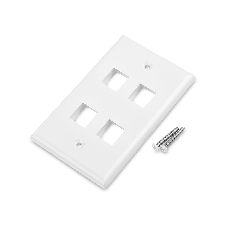 Cable Matters 10-Pack Low Profile 4-Port Keystone Jack Wall Plate, RJ45 Wall Plate for Keystone Jacks in White