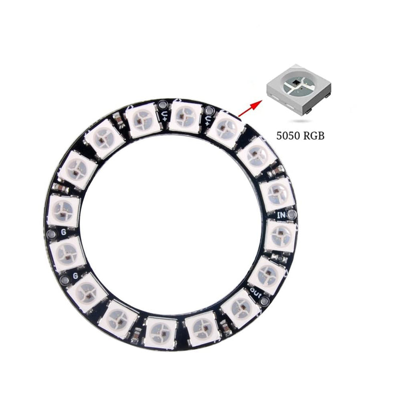 [AUSTRALIA] - 16 Bits WS2812 RGB LED Ring 16 X WS2812B 5050 Full Dream Color Light LED ith Integrated Drivers Individual Addressable for Arduino Raspberry Pi ESP32 (Pack of 2pcs) 