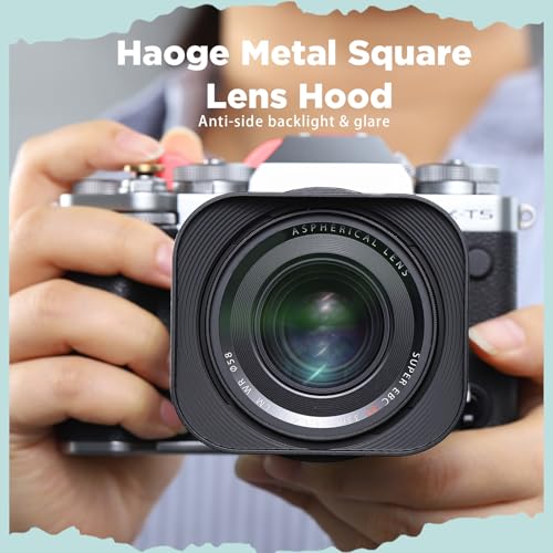 Haoge Metal Square Bayonet Lens Hood for Fuji New XF 23mm f/1.4 R LM WR,XF33mm F1.4 R WR Lens Replaces Fujifilm LH-XF23-II, on X-T4 X-T5 X-Pro3 X-S20 XE4 Camera