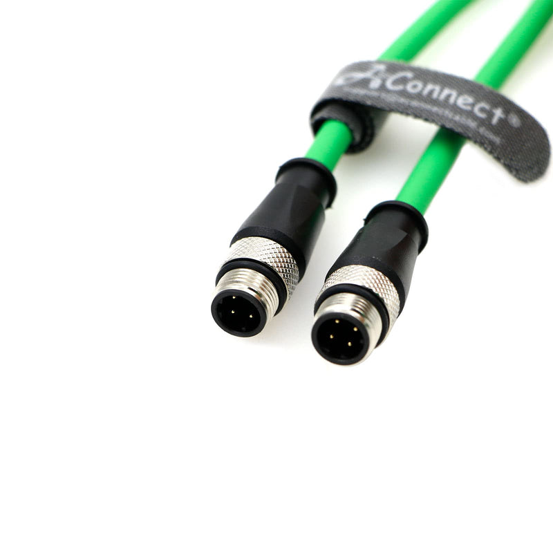 M12 4Pin D-Code Male to 4Pin D-Code Male Cat5e Ethernet Waterproof Cable for Industrial Application Shielded Flexible Ethernet Camera 8M/26.24Ft