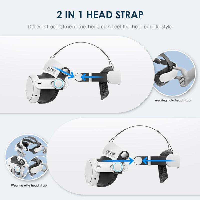 KKCOBVR Q3 Halo Strap Compatible with Meta Quest 3 Enhanced Comfort, Replacement Elite Head Strap for Oculus 3 by Adjusting The Side Knobs Q3 Halo Head Strap