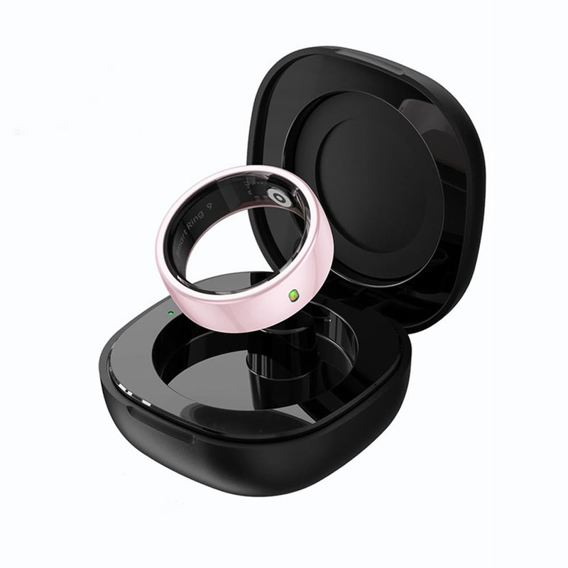Smart Ring Fitness Tracker for Women Pink Ceramic (Size #10) | Sleep Monitoring, Heart Rate Monitoring, Gesture Touch Control, Menstral Tracking, Body Temperature, Charging Case