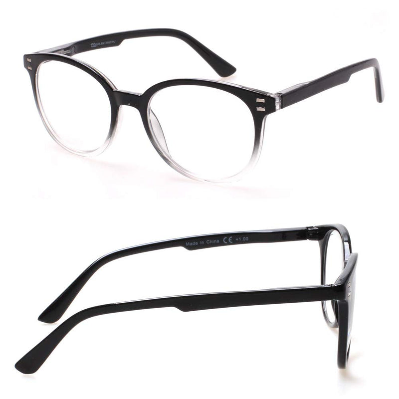 3 Pack Reading Glasses Spring Hinge Stylish Readers Black/Tortoise for Men and Women 3 Mix 2.5 x