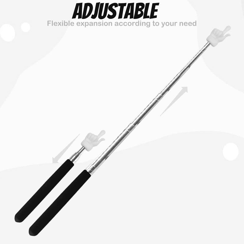 2Pcs Telescopic Teachers Pointer, Extendable Hand Pointer Finger Pointer Stick, Mini Retractable Classroom Pointer for Elementary School Kindergarten Teacher, Classroom Supplies (Black) 2PCS