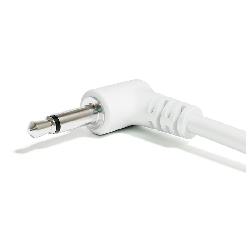 5-Pack - Right Angle Mono Modular Patch Cables - 3.5mm 1/8" Eurorack Synthesizer [White | 150 cm - 59.06"] 150 cm - 59.06" White