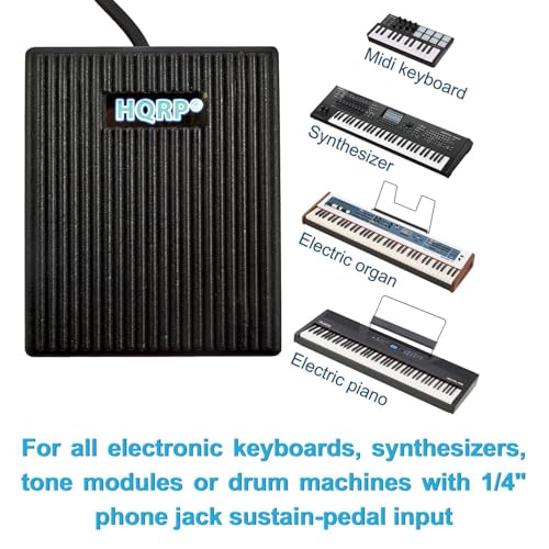 HQRP Sustain Pedal Foot Switch Style and HQRP Elastic Dust Cover compatible with Yamaha DGX-230 EZ-220 Keyboards