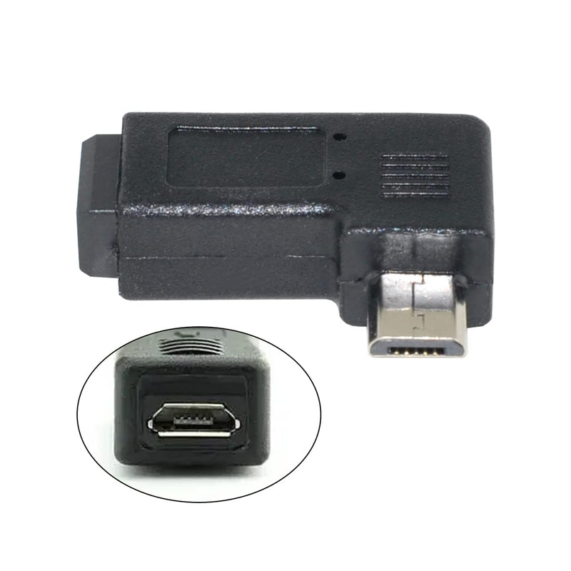 JSER 90 Degree Left Angled Micro USB 2.0 5P Male to Female M to F Extension Adapter