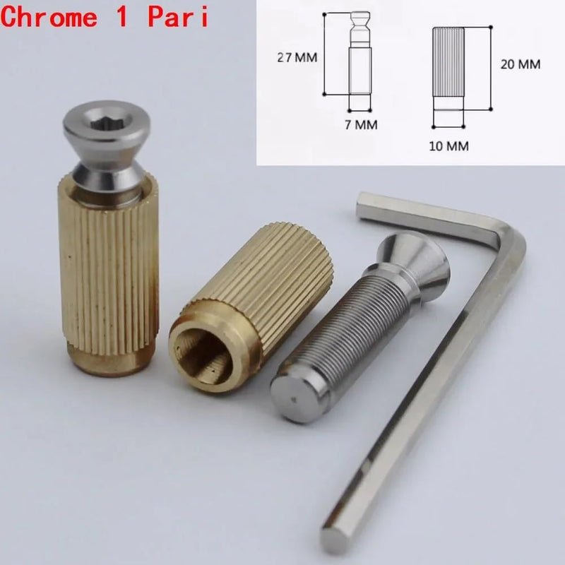 Guyker Tremolo Bridge Studs & Anchors Bridge Posts, Pure Steel and Brass Mounting Bolt Screw Inserts with 7mm Post Studs for Electric Guitar Tremolo System Bridge - Chrome, Set of 2