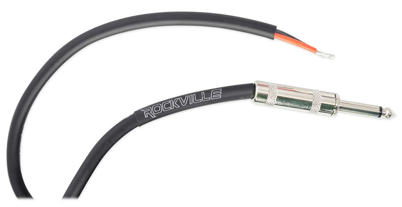 Rockville RTSBW20 16 AWG 1/4" TS to Bare Wire Speaker Cable, 20 Ft, 100% Copper, Durable PVC Jacket, Flexible Design, High-Performance Audio for Home Theater and Studio