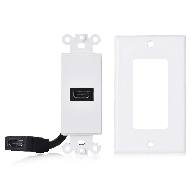Cable Matters 2-Pack 1-Port HDMI Wall Plate in White (4K UHD, ARC, and Ethernet Pass-Thru Support)