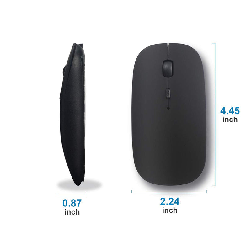 Bluetooth Mouse for Mac/Laptop/iPad/iPhone/Android PC,Rechargable Quiet Slim Wireless Mice Compatible with OS/Windows/Linux/Tablet/MacBook Pro/MacBook Air,Black