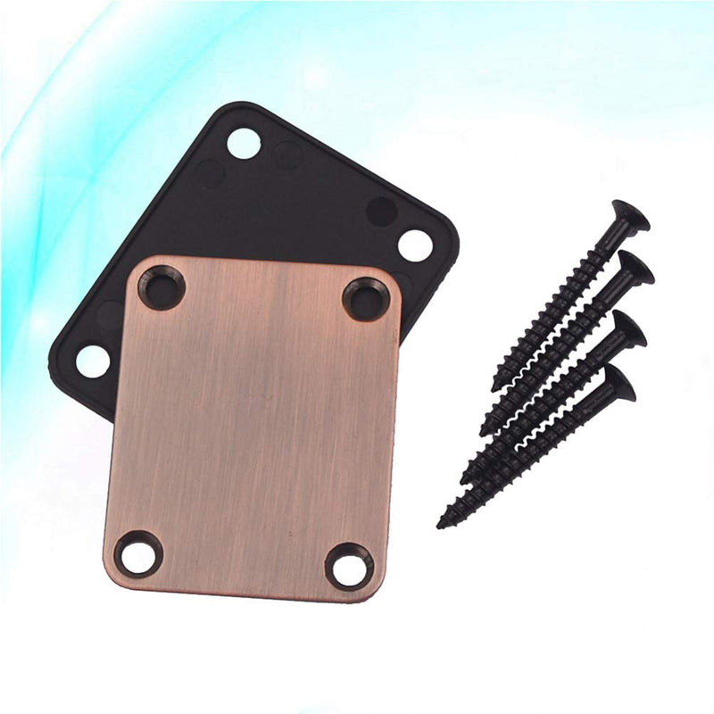 2pcs Electric Guitar Neck Plates with 4pcs Screws for Tele Guitar Jazz Bass Replacement Parts Accessories (Bronze) Bronze