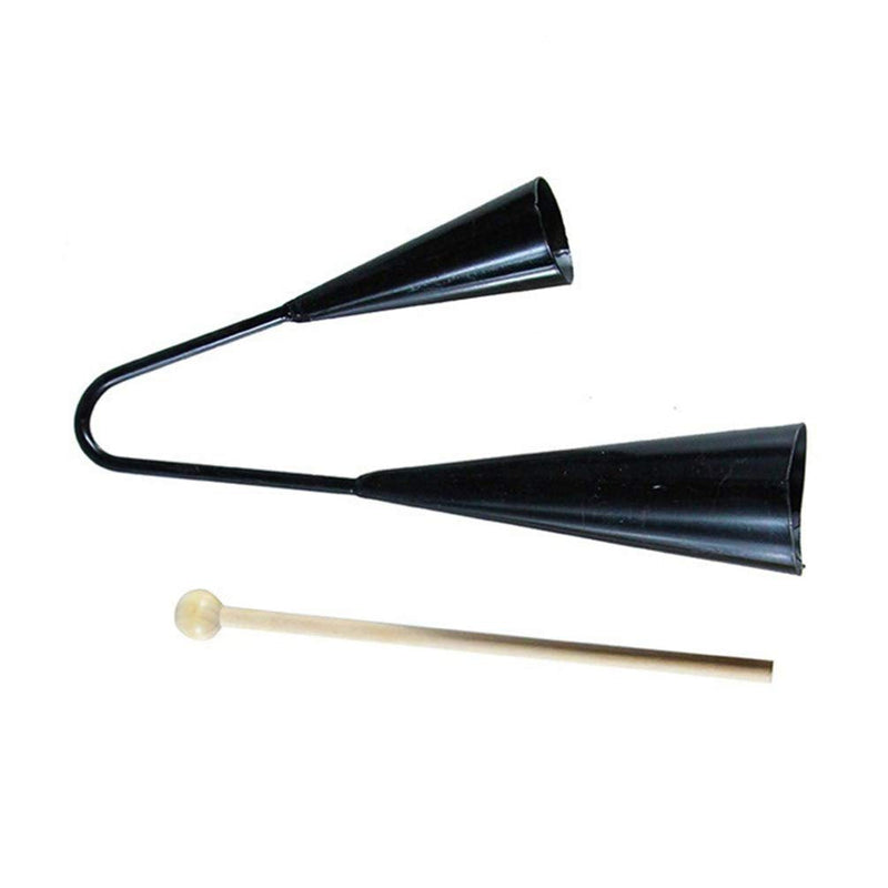 Agogo Bell Two Tone Traditional Samba Percussion Instrument with Wooden Stick for