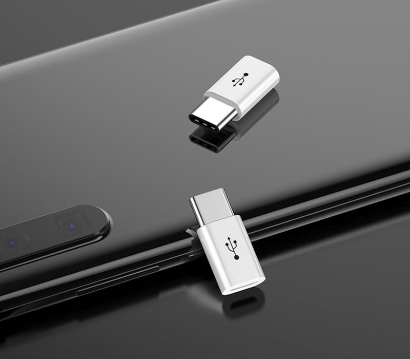 2 Pack Micro USB to USB C Adapter, Micro-USB Female to USB-C Male OTG Adapter Compatible with Samsung Galaxy S10 S9 S8 Plus Note 9 8, MacBook, LG V30 G5 G6, Moto Z2 Play Type-C Phones, Tablets (White)