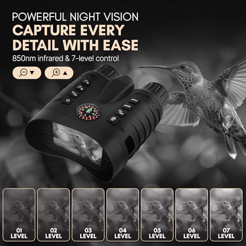 4K Night Vision Goggles for Adults, Night Vision Binoculars with 10X Optical Zoom 3-Inch HD Screen, for Hunting Wildlife Observation Security, Auto-Focus, Infrared, Waterproof.