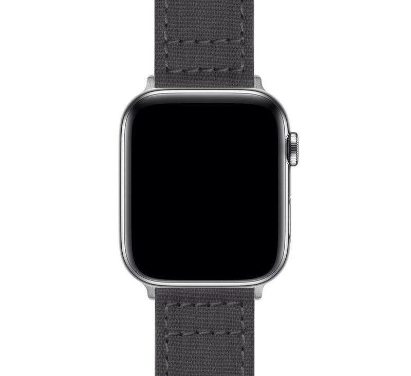 BARTON WATCH BANDS - Canvas Watch Bands Compatible with Apple Watch Models - 1, 2, 3, 4, 5, 6, 7, 8, 9, 10, SE, Ultra & Ultra 2 Small (38mm/40mm/41mm) Smoke Grey