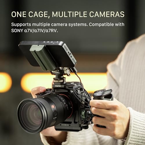 Tilta Full Camera Cage for Alpha 7V A7V, A7IV, and A7R V | Modular Protective Frame | ARCA Bottom Plate | HDMI Cable Clamp Support - Black Full Cage