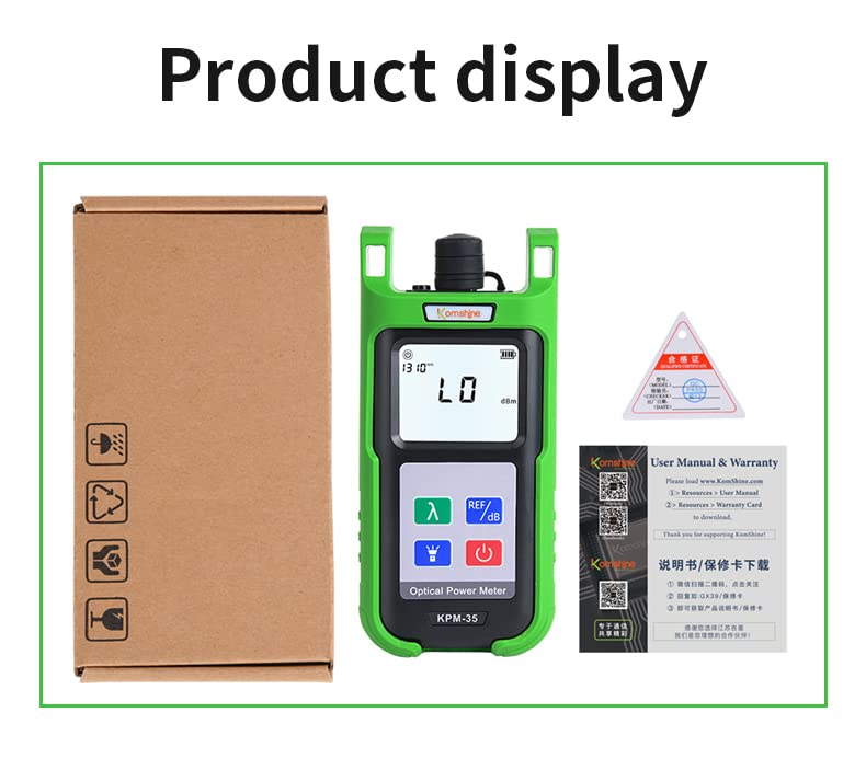 [AUSTRALIA] - Komshine KPM-35 Fiber Optic Cable Tester Portable Optical Fiber Power Meter with 7 Wavelengths 850nm-1625nm+Measurement Range -70~+10dBm+2.5mm Universal Interface+Self Calibration 