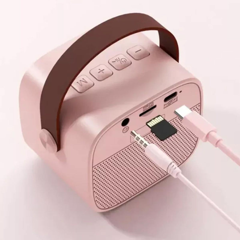 Wireless Microphone Speaker, Bluetooth Small Speaker, Suitable for Home and Outdoor, Pink